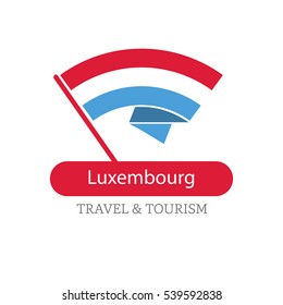 Luxembourg The Travel Destination logo - Vector travel company logo design - Country Flag Travel and Tourism concept t shirt graphics - vector illustration
