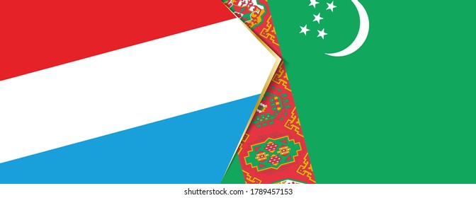 Luxembourg and Turkmenistan flags, two vector flags symbol of relationship or confrontation.
