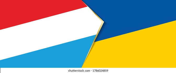 Luxembourg and Ukraine flags, two vector flags symbol of relationship or confrontation.