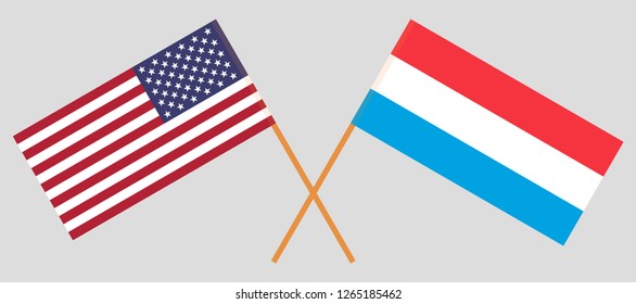 Luxembourg and United States of America. The Luxembourgish and USA flags. Official proportion. Correct colors. Vector illustration