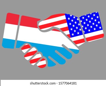 Luxembourg and USA flags Handshake vector
