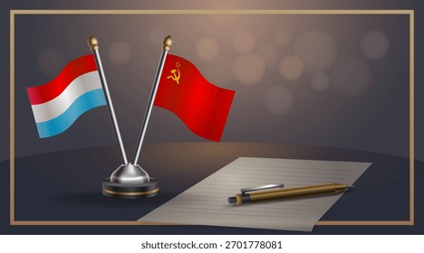 A tabela Luxemburgo e URSS sinaliza a relação com o plano de fundo do gradiente. Ilustração de vetor