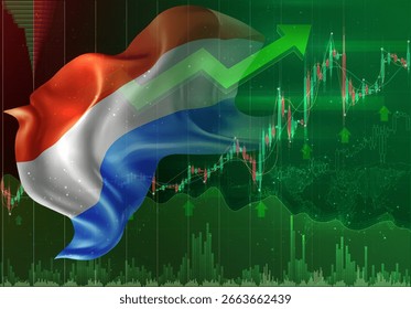 Luxemburg, Vektor-3D-Flagge Finanzaustausch Trend nach oben