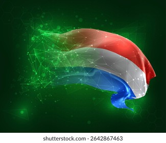 Luxemburgo, Vector 3D sobre fondo verde y números