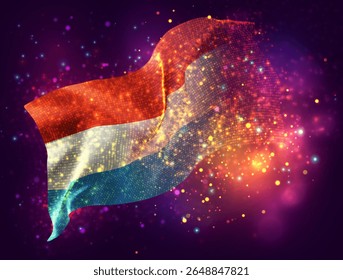 Luxembourg, vector 3d flag with a splash of paint dots, explosion of colored dots