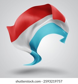 Luxembourg, vector 3d flag with waves on a white background