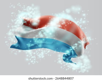 Luxembourg, vector 3d flag in whirlwind of magical radiance