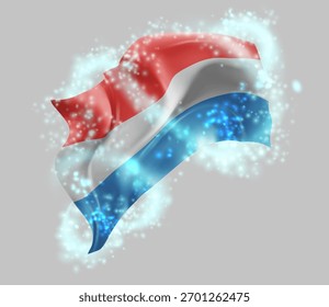 Luxemburgo, vetor 3d bandeira em turbilhão de radiância mágica