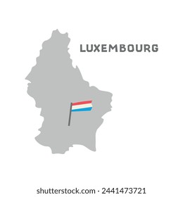 Luxembourg vector map with the flag inside. Map of the Luxembourg with the national flag isolated on white background. Vector illustration