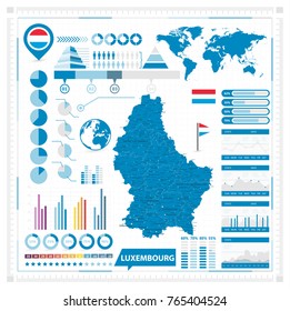 Luxembourg Vector map and infographic elements. Vector illustration.
