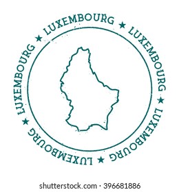 Luxembourg vector map. Retro vintage insignia with Luxembourg map. Distressed visa stamp with Luxembourg text wrapped around a circle and stars. Country map vector illustration.