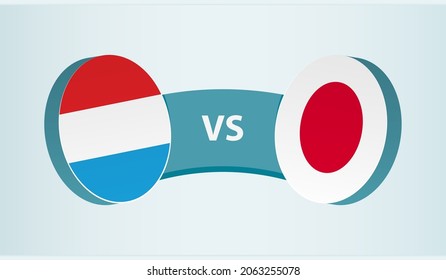 Luxembourg versus Japan, team sports competition concept. Round flag of countries.