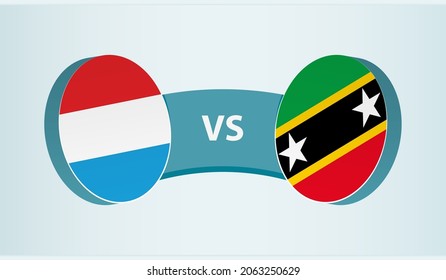 Luxembourg versus Saint Kitts and Nevis, team sports competition concept. Round flag of countries.