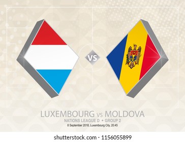 Luxembourg vs Moldova, League D, Group 2. Europe football competition on beige soccer background.