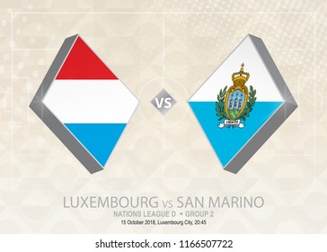 Luxembourg vs San Marino, League D, Group 2. Europe football competition on beige soccer background.