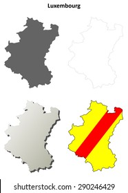 Luxembourg (Wallonia) outline map set - Walloon version