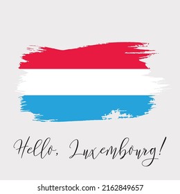 Luxembourg watercolor vector national country flag icon. Hand drawn illustration, dry brush stains, strokes, spots isolated on gray background. Painted grunge style texture for posters, banner design.