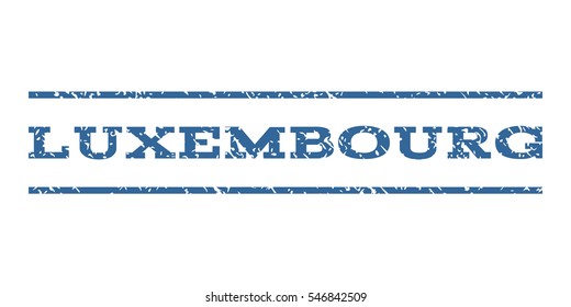 Luxembourg watermark stamp. Text caption between horizontal parallel lines with grunge design style. Rubber seal stamp with dirty texture. Vector cobalt color ink imprint on a white background.