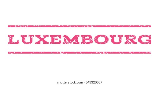 Luxembourg watermark stamp. Text tag between horizontal parallel lines with grunge design style. Rubber seal stamp with dust texture. Vector pink color ink imprint on a white background.