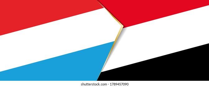 Banderas de Luxemburgo y Yemen, dos banderas vectoriales símbolo de relación o enfrentamiento.