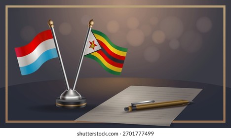A tabela Luxemburgo e Zimbábue sinaliza a relação com o plano de fundo gradiente. Ilustração de vetor