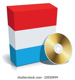 Luxembourgian software box with national flag colors and CD.