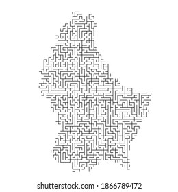 Luxemburg map from black pattern of the maze grid. Vector illustration.