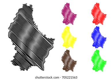 Luxemburg map vector illustration, scribble sketch Luxemburg