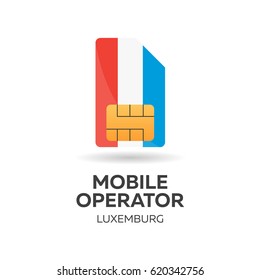 Luxemburg mobile operator. SIM card with flag. Vector illustration