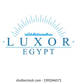 Luxor Egypt. Banner Design. City Skyline. Silhouette Vector. Famous Monuments.