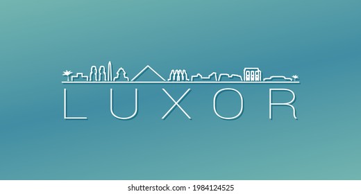 Luxor, Egypt Skyline Linear Design. Flat City Illustration Minimal Clip Art. Background Gradient Travel Vector Icon.