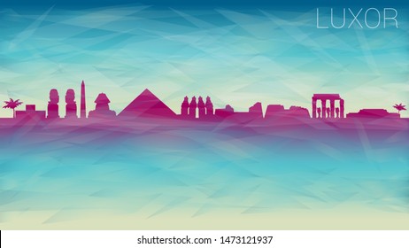 Luxor Egypt Skyline Vector Silhouette City. Broken Glass Abstract Geometric Dynamic Textured. Banner Background. Colorful Shape Composition.