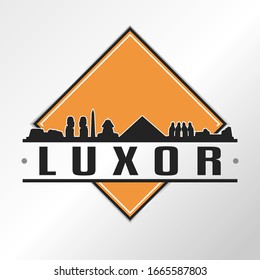 Luxor Governorate, Egypt Skyline Logo. Adventure Landscape Design Vector Illustration.