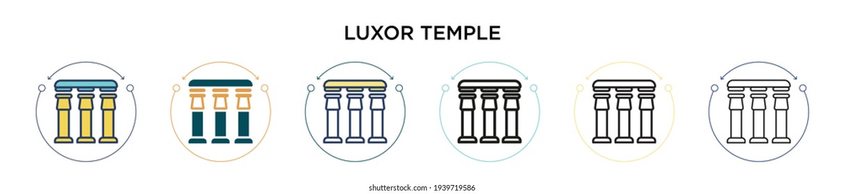 Luxor temple icon in filled, thin line, outline and stroke style. Vector illustration of two colored and black luxor temple vector icons designs can be used for mobile, ui, web