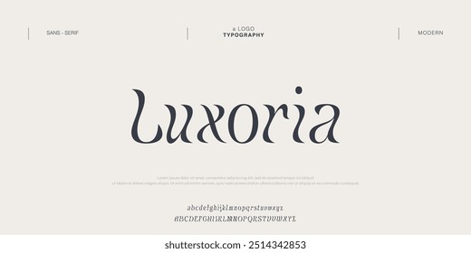 Luxoria Modern abstract digital tech font. Logo creative font, type, technology, movie, digital, music, movie. Font and illustration in vector format.