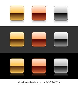 Luxory metal quadrate sign web 2.0 buttons with shadow and reflection on white, gray, and black