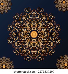 Luxuary Mandala Vector Design With Golden Color and Islamic Pattern, Ramadan and Eid Mubarak Decorative Mandala Design, Using in Invitation Card, Flyer, Banner, Postcard etc