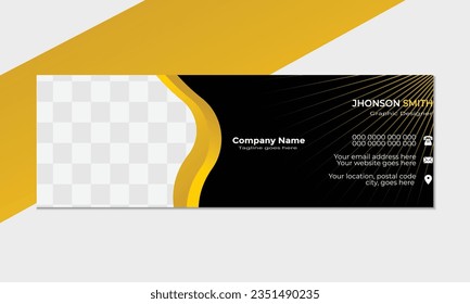 Diseño de plantillas de firma de correo electrónico moderno de lujo, sencillo y limpio con color negro y dorado.	
