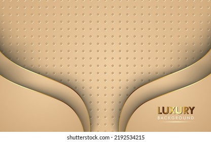 luxurios abstract soft brown gold line modern overlap with curve shape and circle texture background. eps10 vector