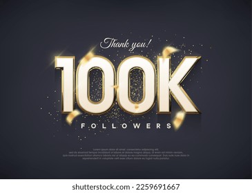 A luxurious 100k figure for thanking followers. Premium vector for poster, banner, celebration greeting. svg