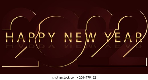 Luxurious 2022 Happy New Year elegant design. with elegant and luxurious gold text on a maroon background. can use for, landing page, template, ui, web, mobile app, poster, banner, flyer, background