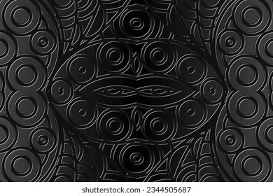 Luxurious 3D artistic circular circle orbs orbit emboss gradient design for template background ads 