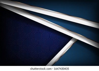 luxurious 3d dark navy blue background overlap with golden lines. elegant modern background. eps10 vector