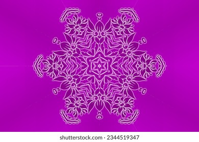Luxurious 3D emboss nature batik ethnic dayak gradient flower and leaf art design for wedding presentation template 