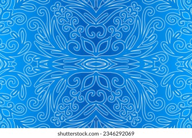 Luxurious 3D emboss nature batik ethnic dayak gradient flower and leaf art design for wedding presentation template 