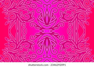 Luxurious 3D emboss nature batik ethnic dayak gradient flower and leaf art design for wedding presentation template 