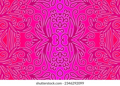 Lujoso diseño de flor de gradiente 3D emboss Naturaleza batik étnico dayak diseño de arte de hojas para presentación de bodas 