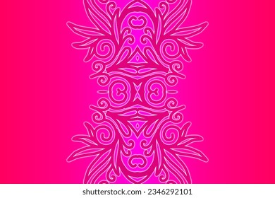 Lujoso diseño de flor de gradiente 3D emboss Naturaleza batik étnico dayak diseño de arte de hojas para presentación de bodas 