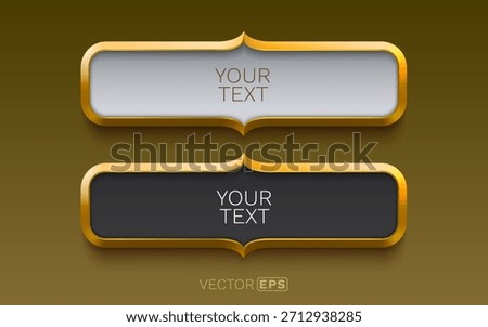 Luxurious 3D golden text boxes with elegant metallic frames, perfect for your design. Vector illustration