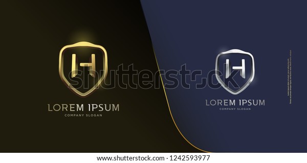 Luxurious\
3D H letter shield badge, logo, vector,eps\
10